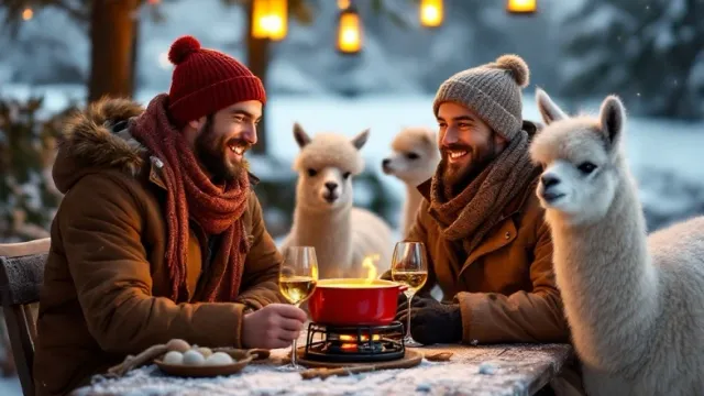 Fondue inmitten Alpakas