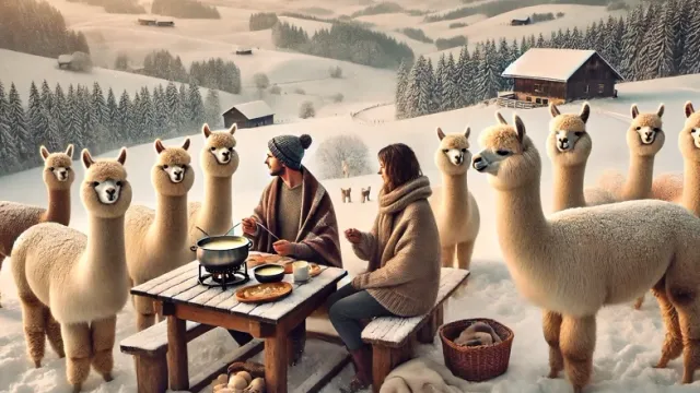 Fondue inmitten Alpakas