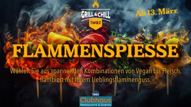 Flammenspiesse im Restaurant iwaz Clubhaus