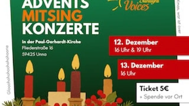 Chorkonzerte Sunlightvoices - Advents Mitsing Konzert
