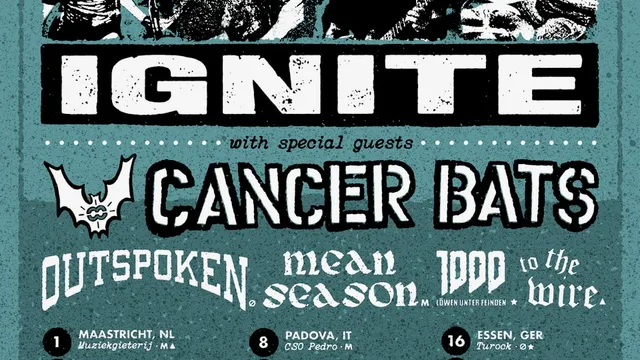Ignite,  Cancer Bats, Outspoken, 1000 Löwen unter Feinden