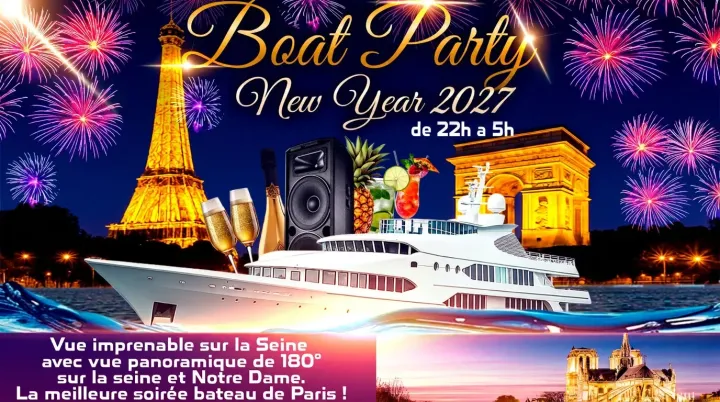 BOAT PARTY NEW YEAR 2027 NOUVEL AN FACE NOTRE DAME SUR SEINE