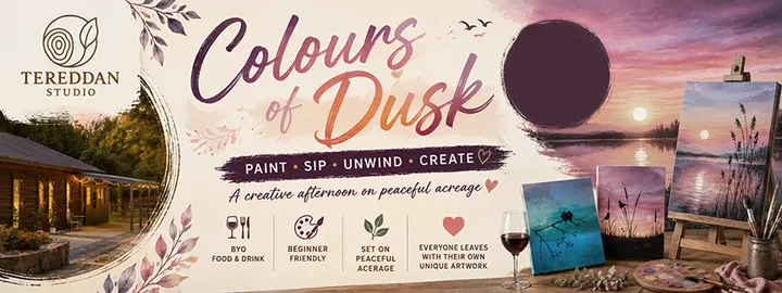 🎨 Paint 'n' Sip at Tereddan Studio 🍷Book club. Dusk🧡💜