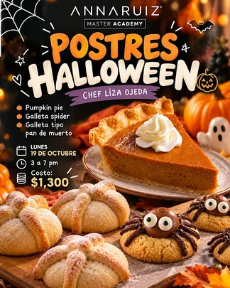 Postres de  Halloween con la Chef Liza Ojeda en Anna Ruíz Academy