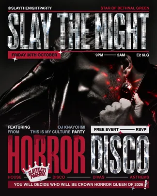 SLAY THE NIGHT - HORROR DISCO HALLOWEEN PARTY - FREE
