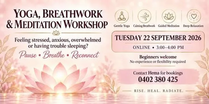 Yoga and meditation every Tuesday from 3-4