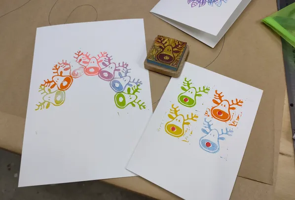 Christmas Cards in Linocut with Emilie