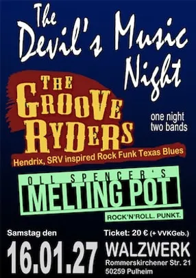Groove Ryders & Oll Spencer´s Melting Pot - Rock Funk & Texas Blues aus Köln - Konzert - One Night 2 Bands