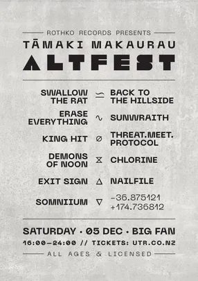 Rothko Records Presents Tāmaki Makaurau ALTFEST