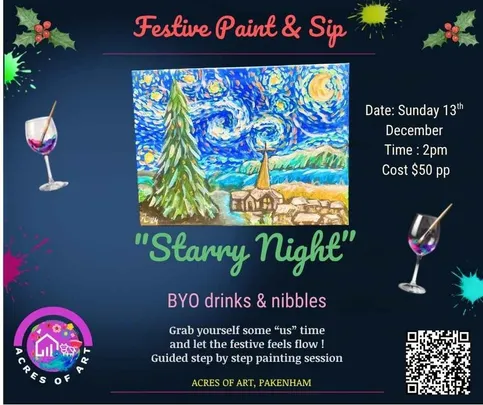 Christmas "Starry Night" Paint & Sip in Pakenham
