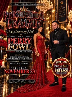 PRESIDENTIAL LEAGUE - PERRY FOWL’S BIRTHDAY CELEBRATION - RED DRESS & BLACK SUIT - 20TH ANNIVERSARY Scarborough Ontario Canada Presidential Events