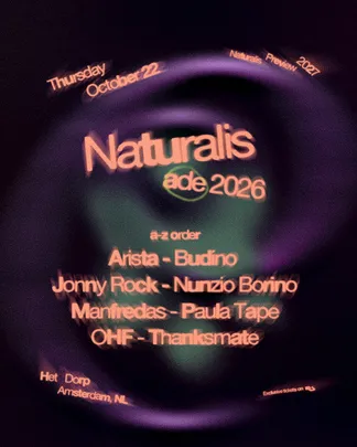 ADE Naturalis festival with Manfredas, Jonny Rock, Paula Tape + more