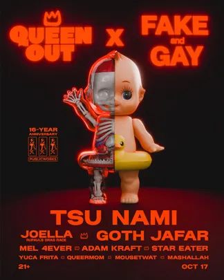 PW 16-Year Anniversary Night Three: QUEEN OUT x FAKE & GAY: Tsu Nami, Goth Jafar, Joella