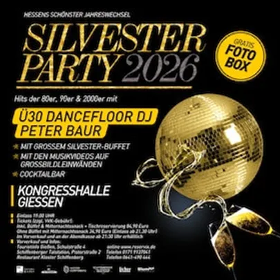 Silvester Party 2026 - Hits der 80er, 90er & 2000er mit Ü30 DANCEFLOOR DJ PETER BAUR