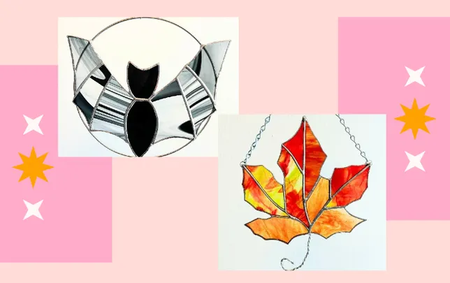 Stained Glass Large Maple Leaf or Halloween Bat with Morgan's Stained Glass
