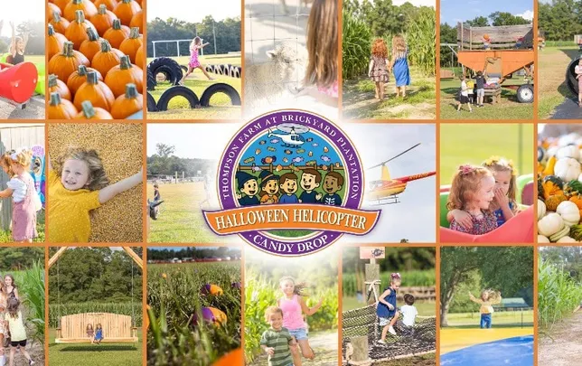 October 31st 10am-5pm: Thompson Farm Fall Festival features the Halloween Helicopter Candy Drop Event