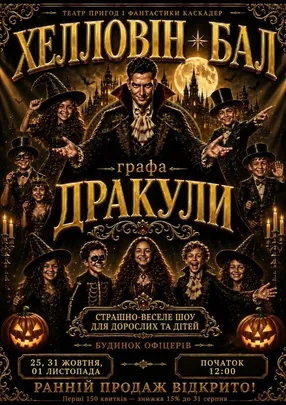 Страшно весела шоу-вистава «Хелловін-бал графа Дракули»