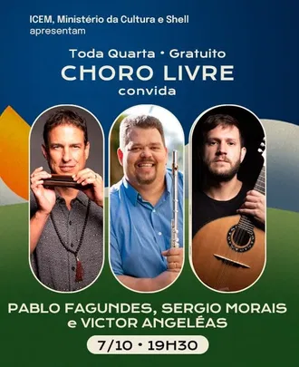 Clube do Choro convida Pablo Fagundes, Sérgio Morais e Victor Angeléas
