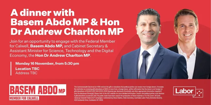 Dinner with Basem Abdo and Andrew Charlton