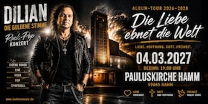 Dilian Kushev – Pop & Rock Konzert „Die Liebe ebnet die Welt“ - Album-Tour 2026 „Die Liebe ebnet die Welt“