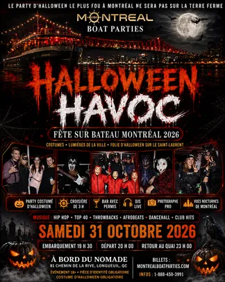 FÊTE SUR BATEAU HALLOWEEN HAVOC MONTRÉAL 2026 | LE VAISSEAU FANTÔME Nomade Longueuil Montreal Boat Parties