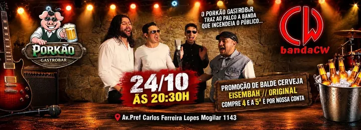 Banda CW 24/10 - 20:30 | Porkão Gastrobar