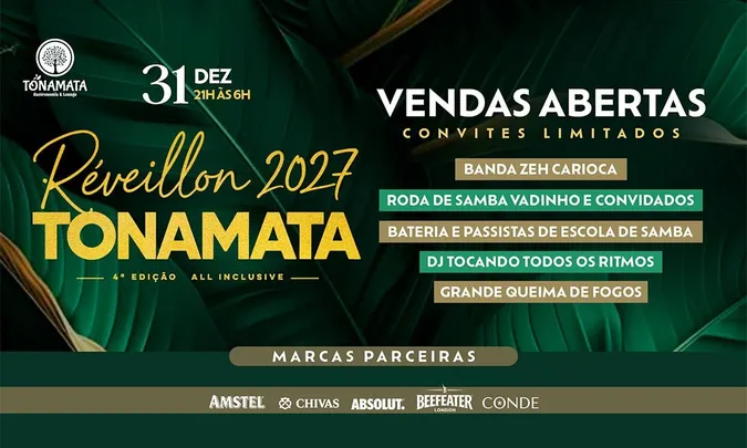 RÉVEILLON TONAMATA 2027 - 4ª EDIÇÃO - ALL INCLUSIVE