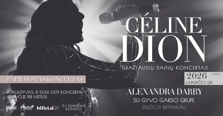 Papildomas | Gražiausių CELINE DION dainų koncertas | atlieka Alexandra Darby su gyvo garso grupe | Vilnius