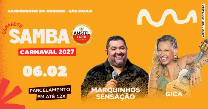 Camarote Samba 2027 Desfile Grupo Especial Sábado com Marquinhos Sensação e Gica