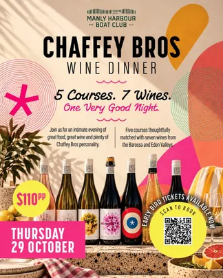 CHAFFEY BROTHERS WINE DINNER - TAKING BOOKINGS NOW!