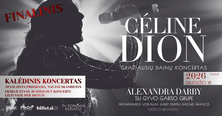 Kalėdinis šou: Gražiausių CELINE DION dainų koncertas | atlieka Alexandra Darby su gyvo garso grupe | PAPILDOMAS