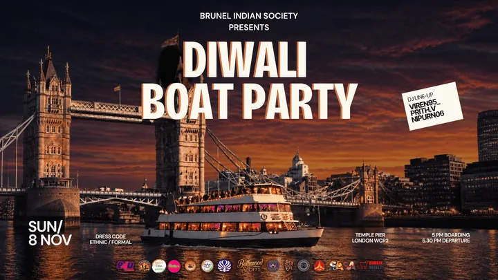 Brunel Indian Society presents Diwali Boat Party 2026 - The Official London Unis Celebration - Sunday 8 November [TRENDING🔥]