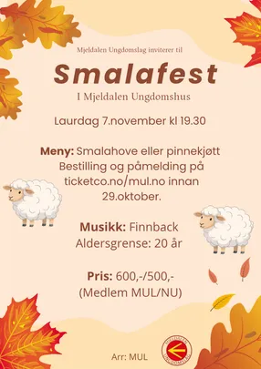 Smalafest 7. november kl 19:30