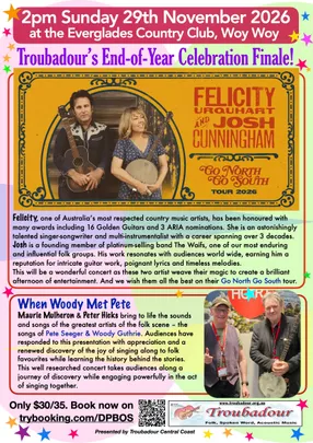 TroubadourFolk: FelicityUrquart & JoshCunninghamSun 29 Nov26