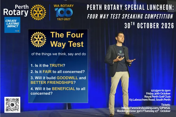 Perth Rotary Lunch |Four Way Test Speaking Competition 2026