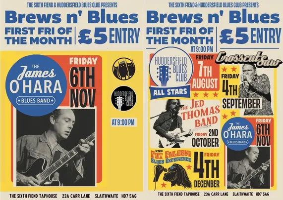 James O Hara Band at “Brews n Blues” night at the Sixth Fiend Taphouse, Slaithwaite