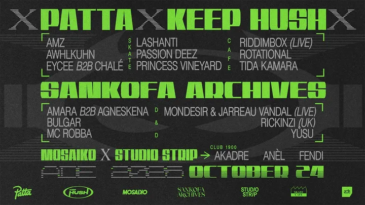 ADE - PATTA X KEEP HUSH X SANKOFA ARCHIVES X MOSAIKO X STUDIO STRIP