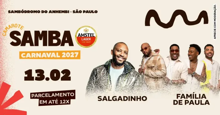 Camarote Samba 2027 Desfile das Campeãs com Salgadinho e Família de Paula
