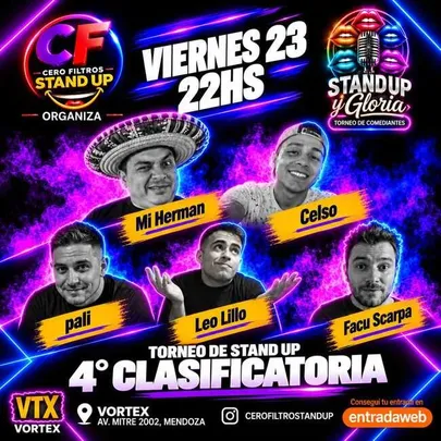 STAND UP Y GLORIA TORNEO DE COMEDIANTES - 4° CLASIFICATORIA