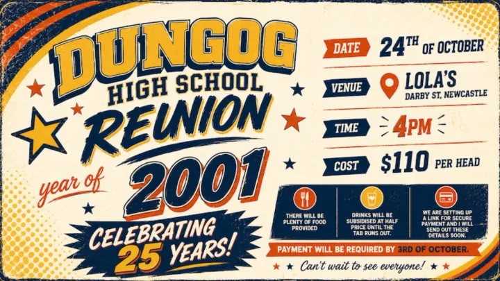 25 Year Reunion - Dungog High School Year of 2001