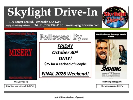 Skylight Drive-In! Misery Followed By... The Shining
