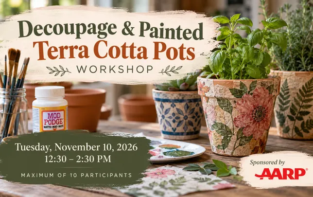 Decoupage & Painted Terra Cotta Pots Workshop