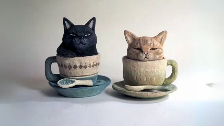 Heykel - Fincan Kedi