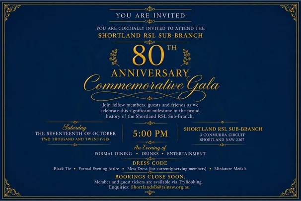Shortland RSL 80th Anniversary Commemorative Gala
