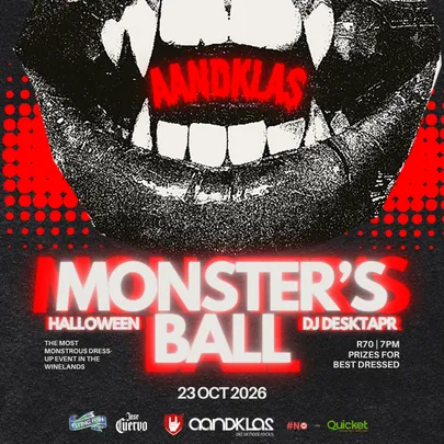 MONSTER'S BALL 2026 - Halloween Party at Aandklas Stellenbosch