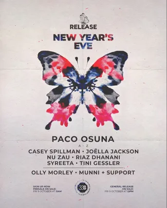 RELEASE NYE W/ PACO OSUNA, SYREETA, JOELLA JACKSON, TINI GESSLER + MORE