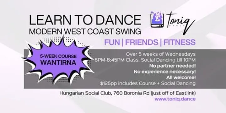 5-Week Beginner Course - Modern West Coast Swing - Social Adult Dance Classes Melbourne | A Block