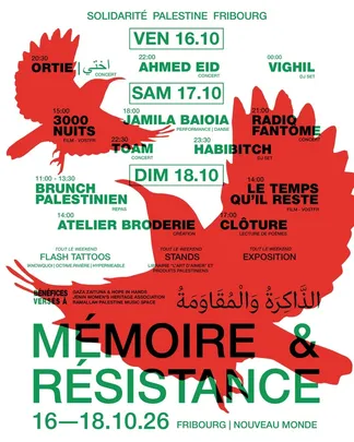 16-18.10 | Fribourg Palestine x Nouveau Monde: Festival Mémoire et Résistance