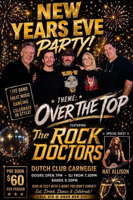 NYE “Over the Top” with the Rock Doctors ft Nat Allison