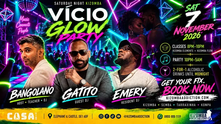 VÍCIO Glow Party: Kizomba Classes & Party Until 5AM